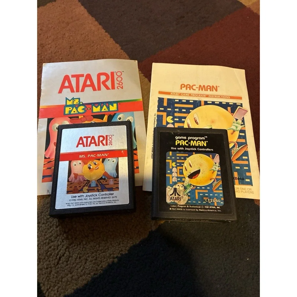 Atari 2600 Ms Pac-Man and Original Pac Man with Instruction Booklets